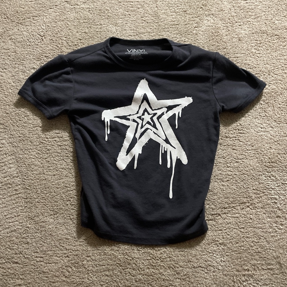 Black and White Star Crop Top